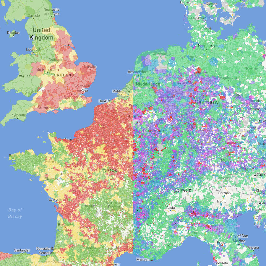 Water hardness or nitrate content in Europe